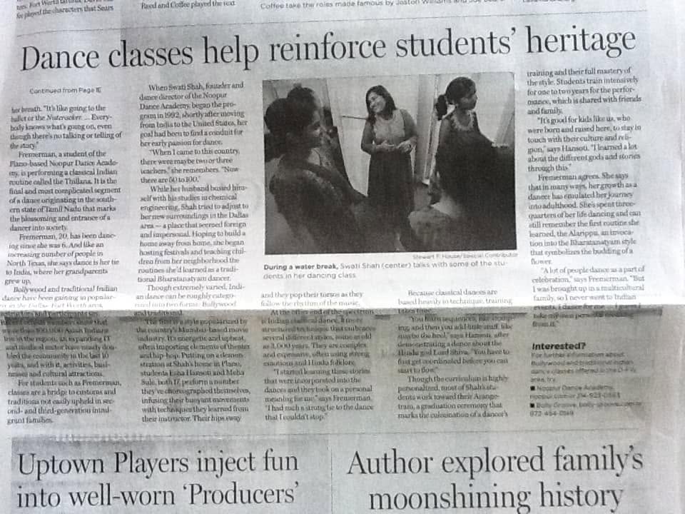 Continuation of the newspaper article headlined Dance classes help reinforce students' heritage